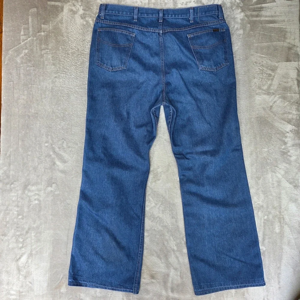 Vintage Rustler Mens Blue Denim Jeans Straight Leg Western Workwear 41x31
